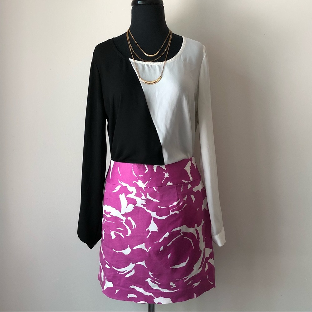 J. Crew Purple Abstract Skirt with Pockets